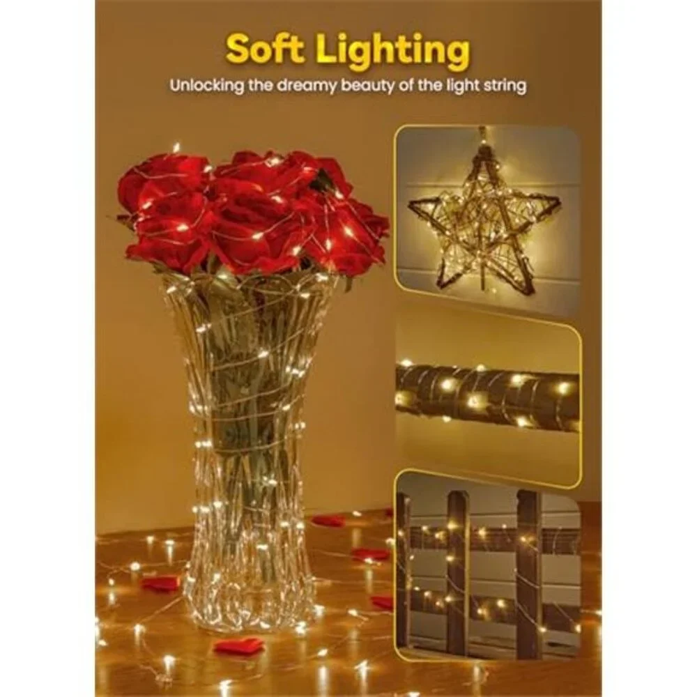 Battery Operated Fairy Lights 33Ft 100 LED String Lights Indoor Outdoor Decor